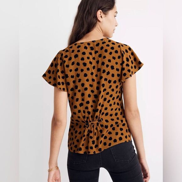 Madewell Carmelina Flutter-Sleeve Top in Painted Dots - Picture 5 of 6